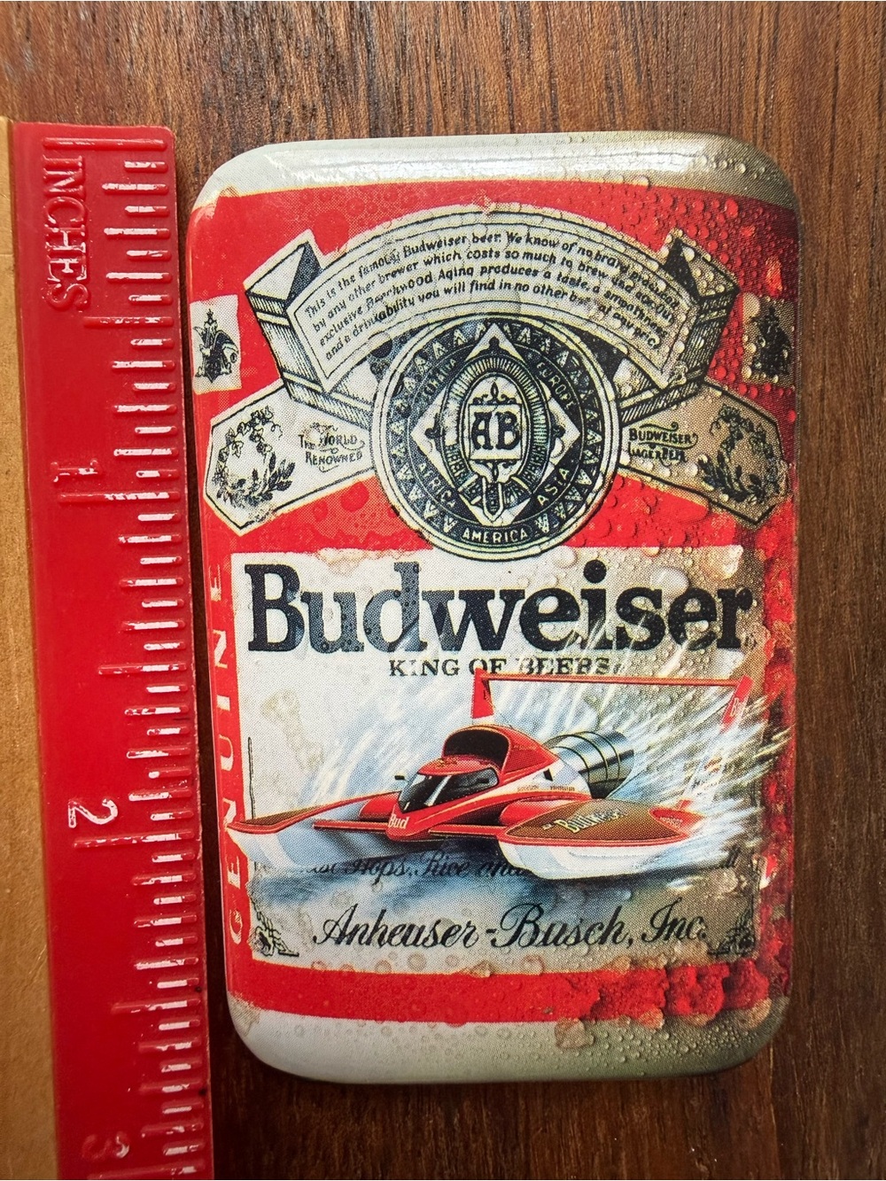 Budweiser Red and White Brooch Pin Tin Metal Collectible King of Beers